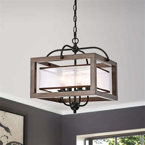 The Lighting Store Alina Antique Black Metal Natural Wood 